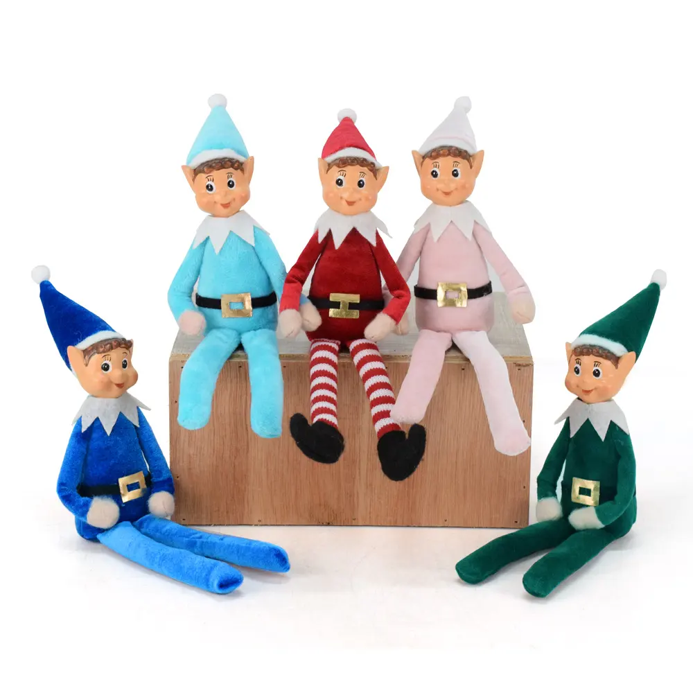Sculptured Resin Head Elf Sitting Ornaments New Cute Christmas Doll Elves Dwarf Plush Decorations 2023