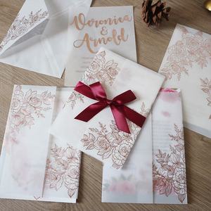 Cartes d'invitation de <span class=keywords><strong>mariage</strong></span> élégantes et luxueuses découpées au laser, estampage à la chaleur, enveloppes <span class=keywords><strong>en</strong></span> papier kraft, nouvelle collection - Product Image 6