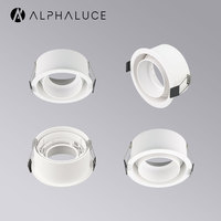 ALPHALUCE Boîtier de spot encastré GU10 à déflecteur profond et peu profond, support de lampe GU10 remplaçable, anti-éblouissement, cadre de plafond encastré