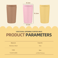 Mug à café isotherme en acier inoxydable populaire de 12 oz, à double paroi, avec couvercle anti-fuite, pour cadeaux d'affaires et voyages