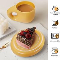 Mug à café réutilisable personnalisé de style nordique, mignon, avec poignée, de qualité alimentaire, portable, grand modèle en céramique avec plateau