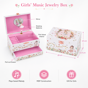 Unicorn/Ballerina Musical Jewelry Box with Drawer and <b>Mirror</b> Spinning Figurine Music Box for Girls Rings Necklaces Bracelets - Product Image 3