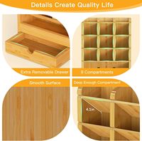 Organizador de lápices de bambú apilable con cajón, soporte para carpetas de archivos, caja de almacenamiento de cosméticos para cepillo cosmético