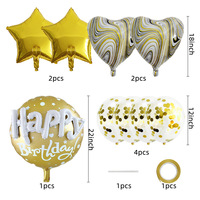 FEIQU LM025 Ensemble de ballons en aluminium assemblés en forme de lettre ronde de 22 pouces, motif Happy, Love Onyx, paillettes, décoration de fête d'anniversaire