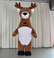 Costume de Mascotte Gonflable Personnalisé pour Adulte, en Peluche, Motif Élan, avec Cornes de Cerf, Idéal pour les Fêtes de Noël et les Carnavals