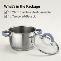 Ensemble de casseroles en acier inoxydable de qualité supérieure, robustes, écologiques, compatibles avec le four et la lave-vaisselle, avec couvercles en verre, pour cuisinières à induction et à gaz