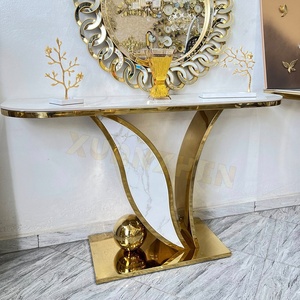Xuanzhen Living Room Furniture <strong>Marble</strong> <strong>Console</strong> <strong>Tables</strong> Modern Luxury Gold Metal Entryway Hallway <strong>Table</strong> Entrance <strong>Table</strong> with Mirror - Product Image 1