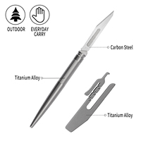 Couteau de poche EDC en titane TGZUO, outil utilitaire d'extérieur avec # 11 Lames de rechange pour couteau de chasse, couteau de chasse portable
