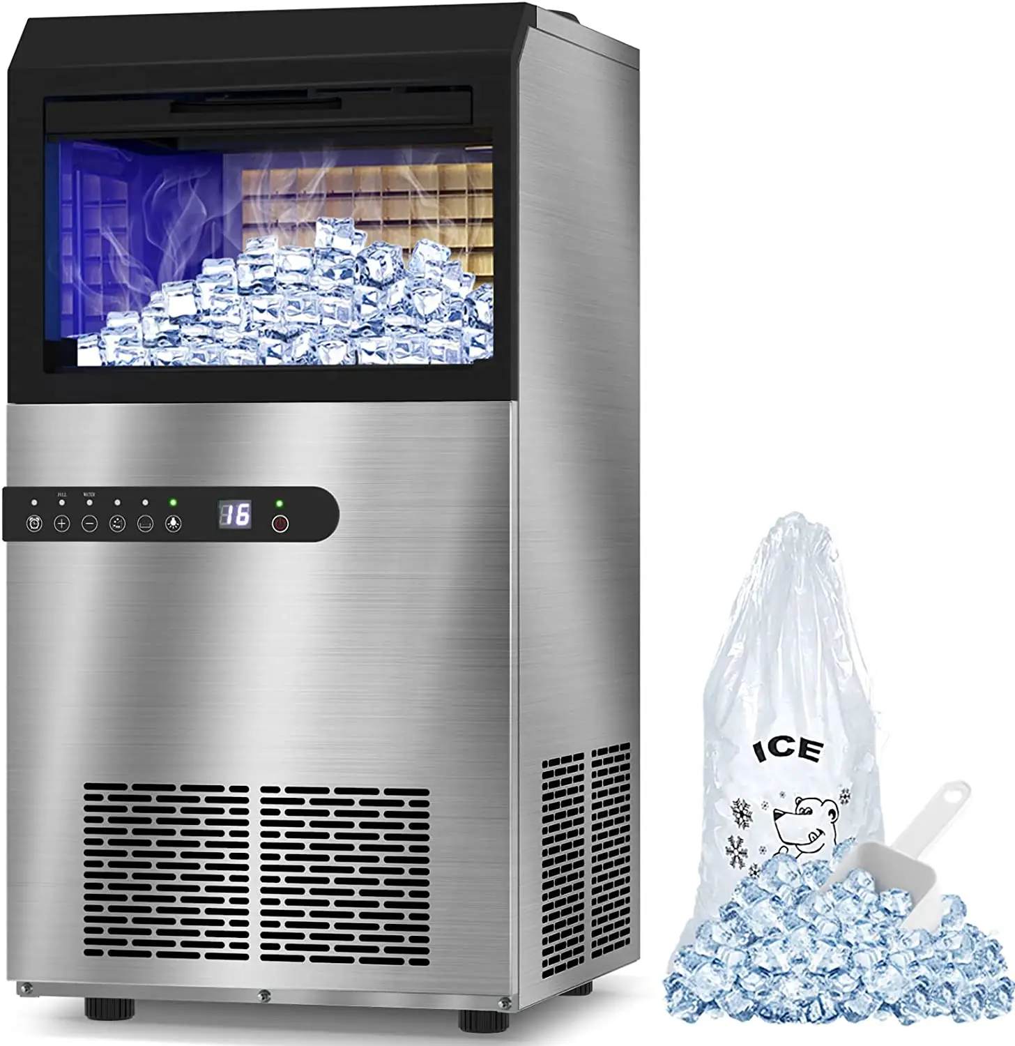 Konwin macchina per la produzione di ghiaccio indipendente ristorante commerciale Bar bevanda fredda 30kg/24h 110/220V macchina per cubetti di ghiaccio portatile