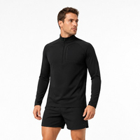 Impression de logo personnalisé, tissu respirant à séchage rapide, vêtements de sport pour la course à pied, entraînement en salle de sport, conception OEM, chemises à manches longues à demi-zip