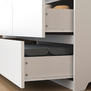 Cassettiera Moderna Bianca Opaca in Legno a 9 Cassetti Senza Maniglie per Camera da Letto, Soggiorno e Corridoio - Product Image 2