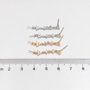 22863DIY S925 Pendientes de Plata con Perlas Multicolores de 7-12 mm, Base Vacía para Pendientes de Cristal - Product Image 2