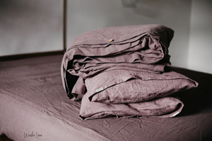 Bộ đồ giường bằng vải lanh-vỏ chăn cỡ King hoặc <span class=keywords><strong>Queen</strong></span> với nút đóng và 2 vỏ gối phong bì trong woodrose - Product Image 2