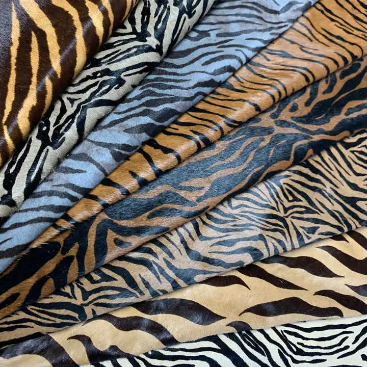 Tapete de couro bovino genuíno, padrão de zebra material de vaca real para fabricação de sapatos