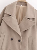 Femmes automne 2025 nouvelle mode décontractée tempérament revers manteau à double boutonnage rétro femmes à manches longues chic manteau en laine