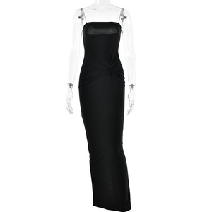 Robe de cocktail longue élégante et sexy à strass, dos nu, taille haute, coupe ajustée - Product Image 5