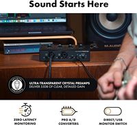 Interfaz de Audio M-AUDIO M-Track Duo HD, Grabación de 24 bits y 192 kHz, Transmisión USB-C, 2 Entradas XLR TRS, 2 Salidas TRS, Paquete de Software