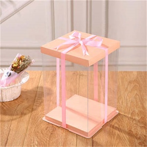 Transparent Clear <b>Plastic</b> Square Cake Packaging <b>Box</b> for Wedding Pop Bakery Cake <b>Display</b> Paper Boxes Embossing Varnishing Food - Product Image 4