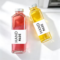 Contenant carré en verre cristal personnalisé multi-capacités avec bouchon couronne sérigraphié pour jus, café glacé, thé au lait - Modèle 040