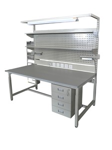 <span class=keywords><strong>Établi</strong></span> en acier antistatique Leenol ESD Poste de travail du personnel d'atelier avec panneau perforé pour outils et tiroirs de rangement de <span class=keywords><strong>garage</strong></span> État d'<span class=keywords><strong>occasion</strong></span> - Product Image 4