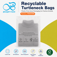Sacs d'emballage pour vêtements recyclables, logo de marque personnalisé, sacs en papier glassine FSC, fermeture autocollante, pochette plate transparente pour t-shirt, pull