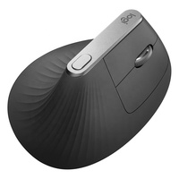 Logitech MX Tetikus Vertikal Nirkabel, Tetikus Vertikal Kantor Desain Ergonomis Hitam dengan Tetikus Penerima 2.4G Nirkabel