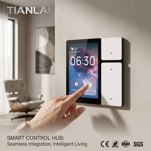 Modern Intelligent Tuya Zigbee Smart Home Control Panel with LCD Touch Screen Physical Switch Wall Hub Factory Wholesale