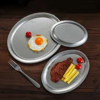Assiette ovale japonaise vintage en acier inoxydable 304, plateau à dessert, vaisselle de camping, 1 pièce