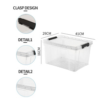 ZNST001 Boîte de rangement empilable en plastique transparente et écologique, grande taille, avec roulettes et poignée, 20-225L, conteneur de transport pour déménagement