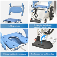 Chaise de douche médicale en gros avec repose-pieds pour handicapés, chaise de toilette pliable portable en aluminium avec roues pour personnes âgées