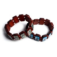 Bracelet élastique fait à la main en bois, Style brésilien, cadeau pour dames de l'amour apérota, Images
