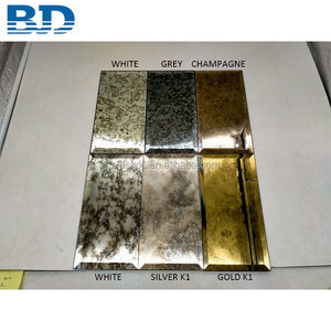Trang trí hình chữ nhật vật liệu thủy tinh bề mặt bóng loáng backsplash Vàng Sliver xám cổ gương kính Gạch <span class=keywords><strong>Mosaic</strong></span> - Product Image 6