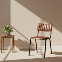Chaises de salle à manger nordiques contemporaines en cuir synthétique avec pieds et dossier en métal pour salle à manger, bureau à domicile et centre commercial
