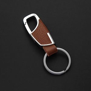Custom Logo Metal Key <b>Chains</b> <b>Waist</b> Hanging Keychains Key Holder Men Best Gift Keyring Real Pebbled Leather Keychain - Product Image 3