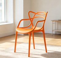 Chaise de salle à manger moderne en plastique, mobilier de maison, chaise de loisirs pour salon, chaise d'extérieur avec dossier durable et imperméable