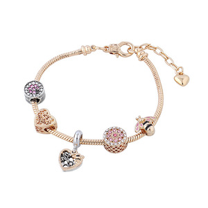 Hot Sale Gold Plated Heart Bee Charm <strong>Bracelet</strong> Adjustable <strong>Large</strong> Hole <strong>Beads</strong> Rhinestone Crystal Pendant <strong>Bracelet</strong> for Women - Product Image 6
