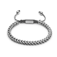 Bracelet GOLDIX pour homme, style punk, en acier inoxydable, maillons macramé, tressé à la main, ajustable, personnalisé, pour fiançailles, plaqué or 18 carats, tendance