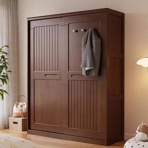 Armario de Madera Maciza con Puertas Corredizas Shulin Furniture, 180 cm, Moderno y Minimalista, Mueble de Almacenamiento para Dormitorio - Product Image 2