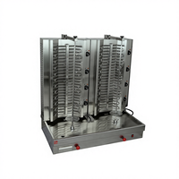 Mesin Pembuat Kebab Listrik FUQI EB-809-2 dari Baja Anti Karat, Pemanggang Döner Turki, Panggangan BBQ, Oven Rotisserie Shawarma 10.8kW