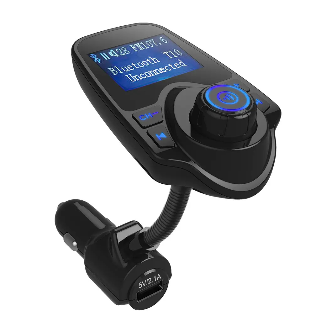 Yüksek kalite T10 kablosuz araç kiti mavi-diş MP3 çalar araba FM verici 2A USB şarj aleti portu ile