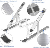 Support d'ordinateur portable en aluminium fin, pliable, portable, ergonomique, pour bureau et domicile, faible MOQ