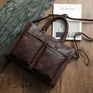 Sac à bandoulière pour ordinateur portable en cuir véritable de luxe multifonctionnel grande capacité, sac à main d'affaires pour hommes, sac de voyage - Product Image 2