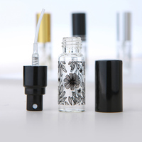 Flacon de parfum en verre transparent SUMEEAR 5 ml, design plat portable, motifs de feuilles, vaporisateur rechargeable, échantillons de parfum, flacons à roseaux