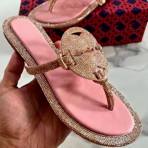 Sandalias Planas de Lujo con Pedrería para Mujer 2026, Parte Superior de Gamuza Transpirable, Chanclas de Playa, Zapatos Casuales de Verano para Exteriores para Damas - Product Image 3