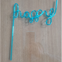 Pailles jetables en plastique PET imprimées avec logo avec accessoires de barre de lettres pour cocktails camping boire et offrir des cadeaux