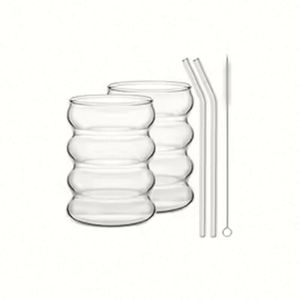 1/2/4 Vasos Ecológicos YWDL de Una Sola Capa con Forma de Ola y Pajita para Cerveza y Café Helado - Product Image 1