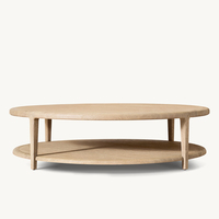 Table basse RH GAEL OAK, ronde ou rectangulaire, en bois massif, style scandinave moderne, durable, table de salon de luxe