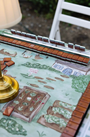 Tapis de jeu de mahjong américain pliable de 31,5 pouces, en caoutchouc antidérapant, silencieux, motif poules de ferme vintage, pour jardin