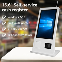 15.6 "kiosque libre-service POS Terminal Machine écran tactile imprimante thermique scanner de codes à barres NFC paiement Restaurant auto-commande
