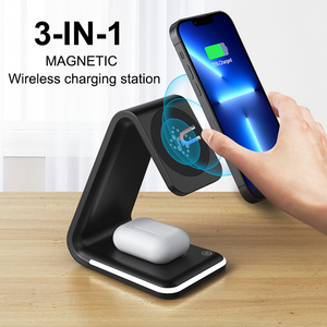Cargador inalámbrico rápido magnético 3 en 1 de 15W para iPhone 15 14 12 13 <span class=keywords><strong>Pro</strong></span> Watch 7 <span class=keywords><strong>6</strong></span> <span class=keywords><strong>Airpods</strong></span> Dock Station 2025 - Product Image 2